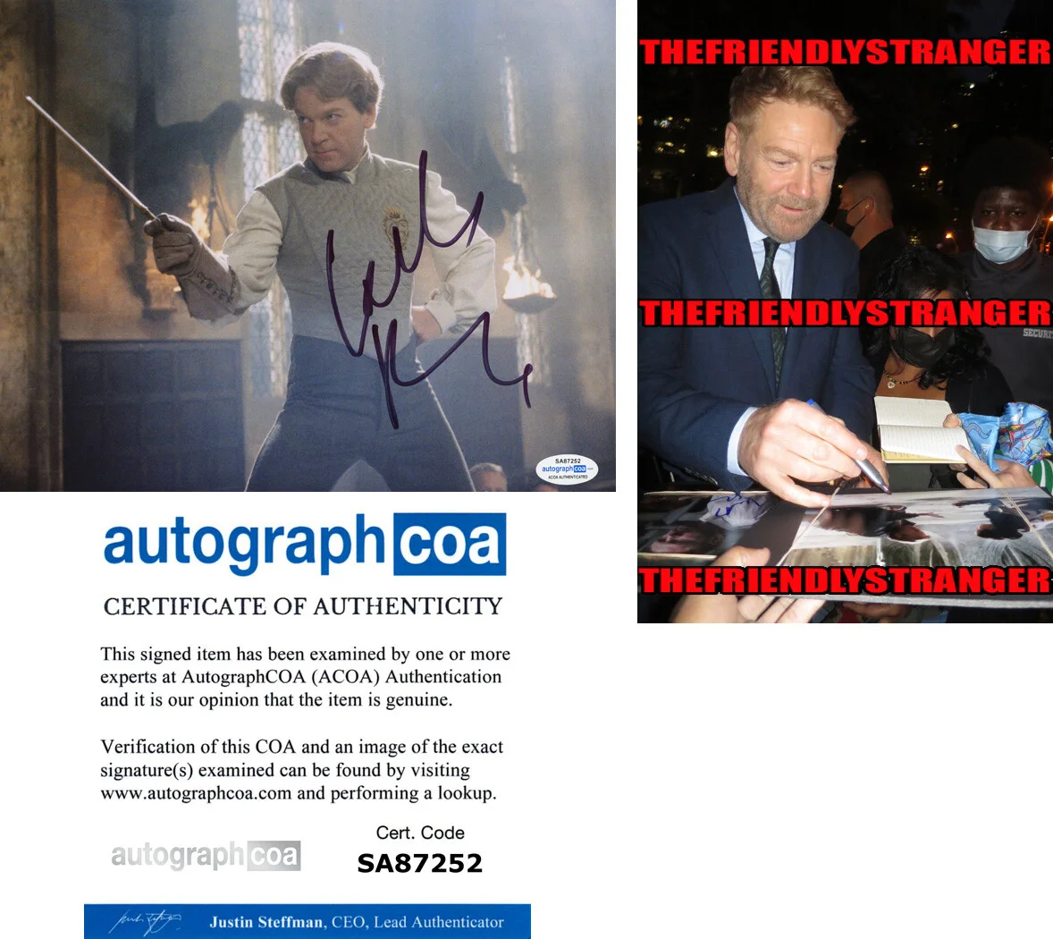 KENNETH BRANAGH — Kenneth Branagh signed "HARRY POTTER" 8x10 Photo u PROOF Gilderoy Lockhart ACOA