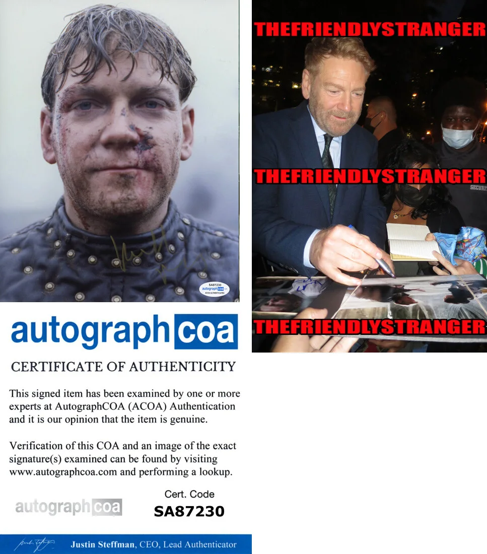 KENNETH BRANAGH — Kenneth Branagh signed "HENRY V" 8x10 Photo a PROOF King Henry V ACOA COA