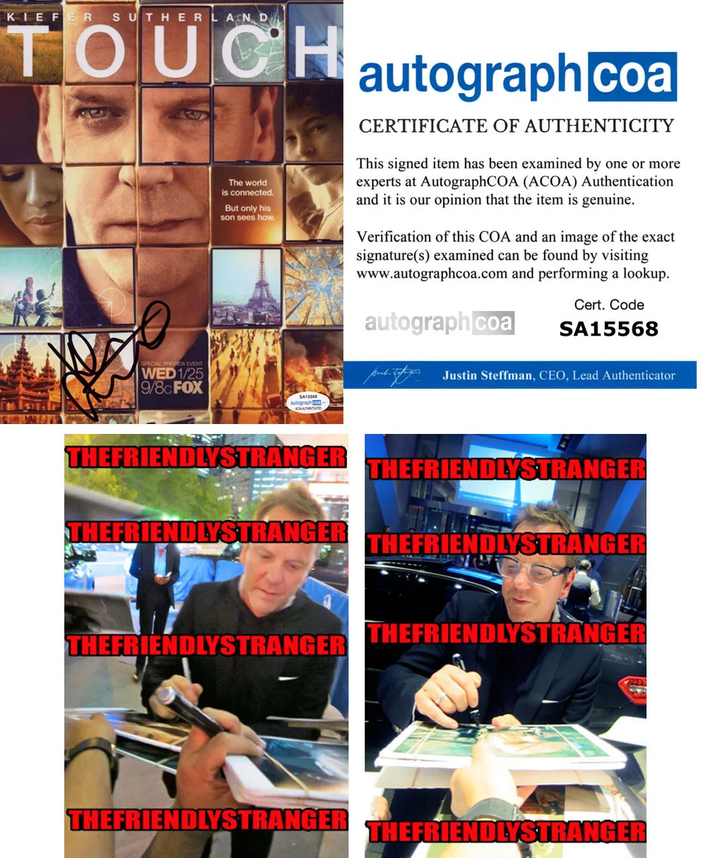 KIEFER SUTHERLAND — Kiefer Sutherland signed "TOUCH" 8x10 Photo Autographed PROOF b 24 ACOA COA