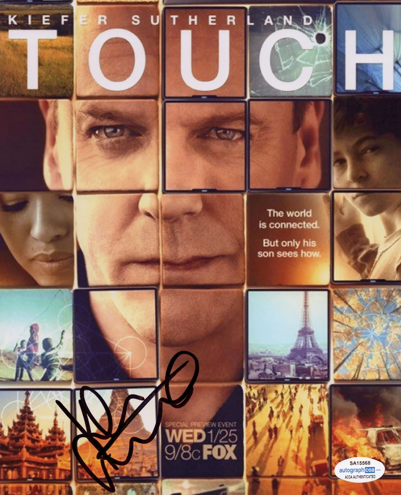 KIEFER SUTHERLAND — Kiefer Sutherland signed "TOUCH" 8x10 Photo Autographed PROOF b 24 ACOA COA, изображение 3