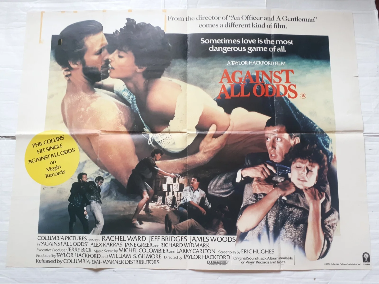 against all odds 1984 ORIGINAL Poster UK Quad 30x40" 1980s Jeff Bridges, image 2