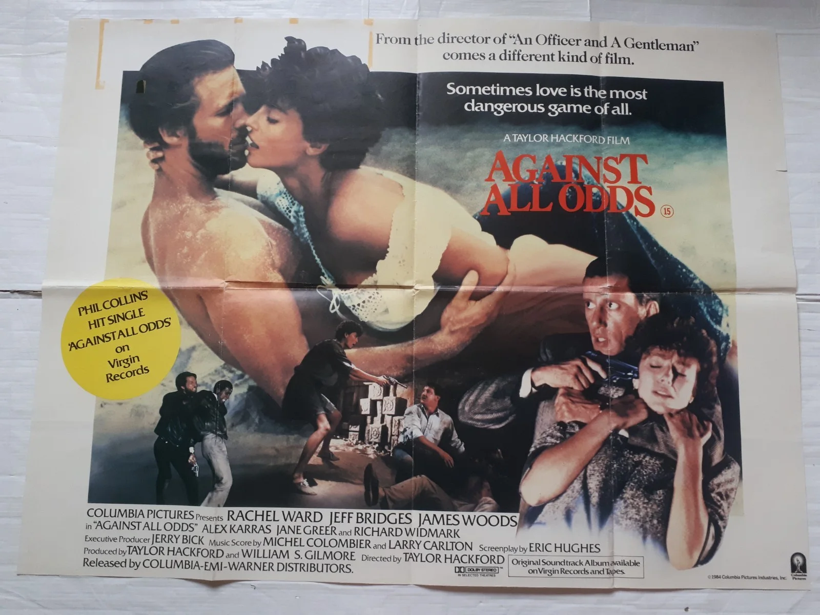 against all odds 1984 ORIGINAL Poster UK Quad 30x40" 1980s Jeff Bridges, image 4