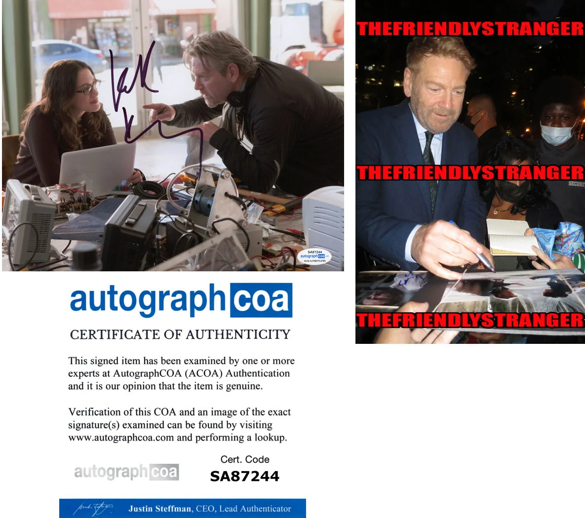 KENNETH BRANAGH — Kenneth Branagh signed "THOR" 8x10 Photo m Autographed PROOF Director ACOA COA