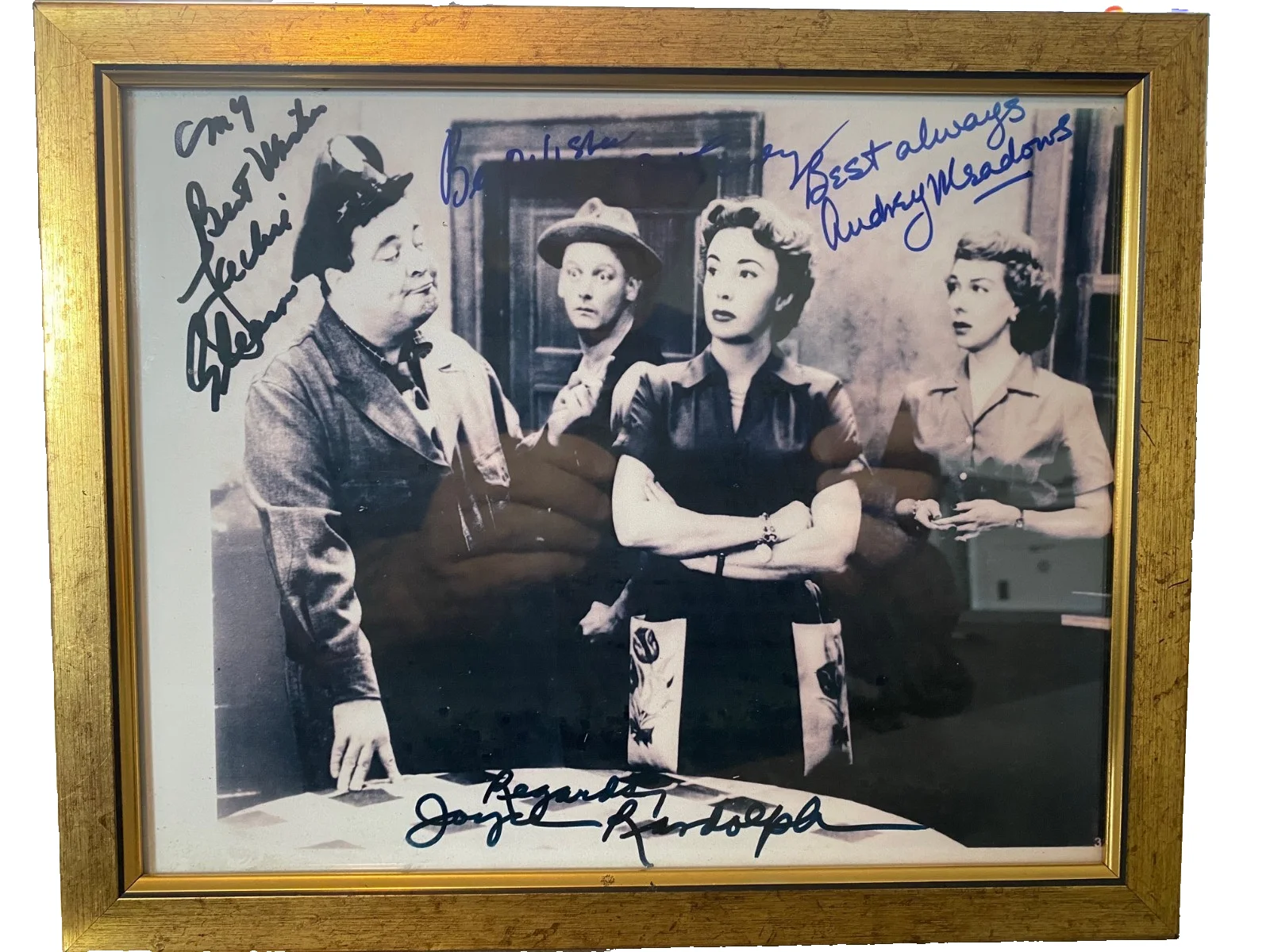all 4 members — The Honeymooners 8 1/2" x 11" Full Cast Signatures Picture with extra frame.