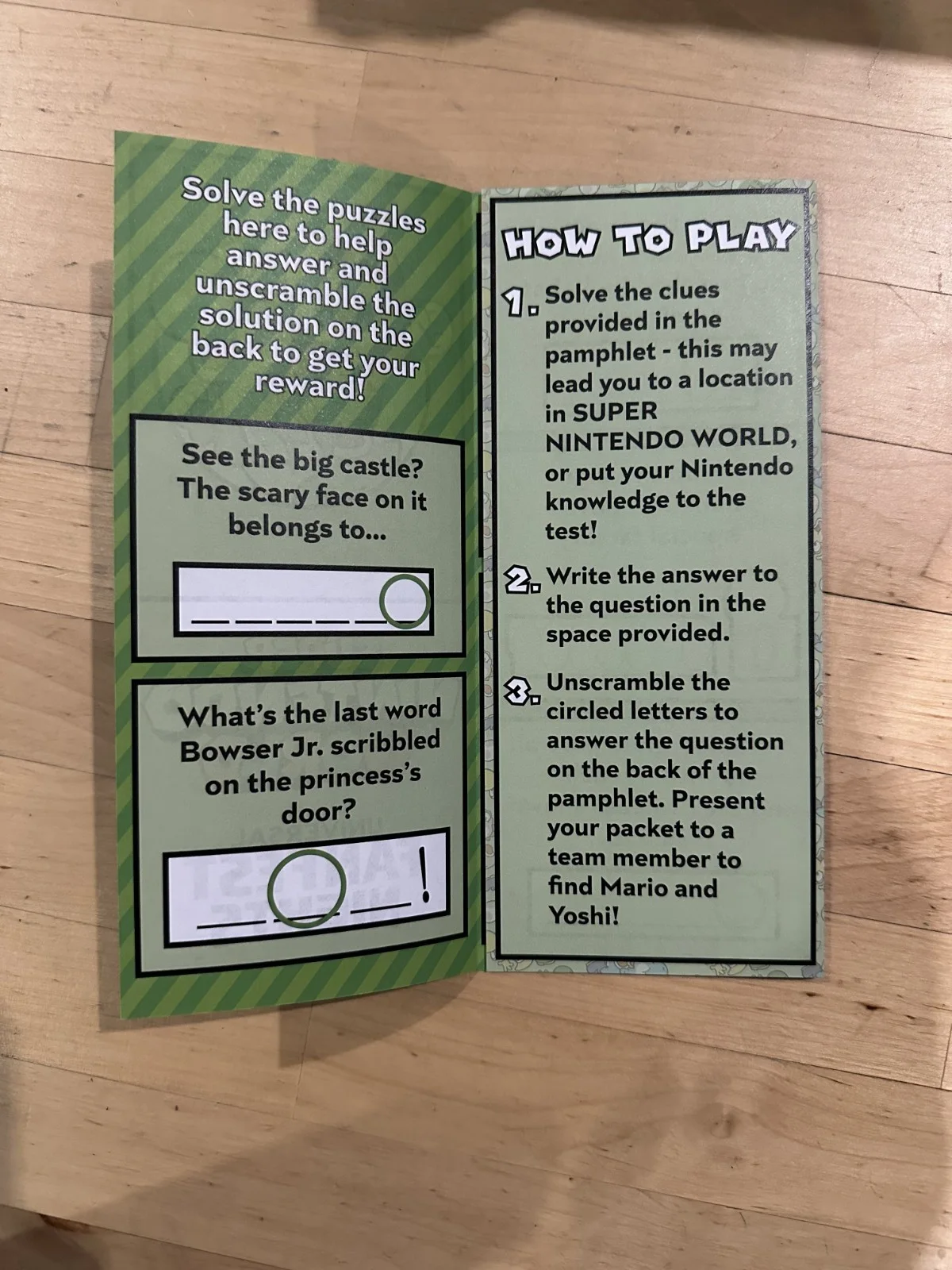 SUPER NINTENDO WORLD UNIVERSAL FAN FEST NIGHTS TREASURE HUNT LEAFLET BOOKLET NEW, image 3