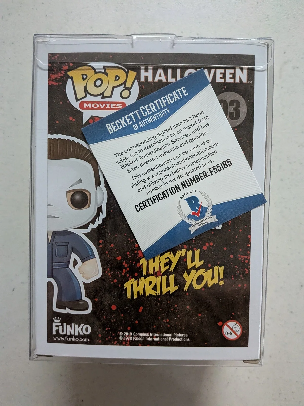 Nick CASTLE Signed FUNKO POP CHASE Glow Michael Myers The Shape Halloween BAS, изображение 4