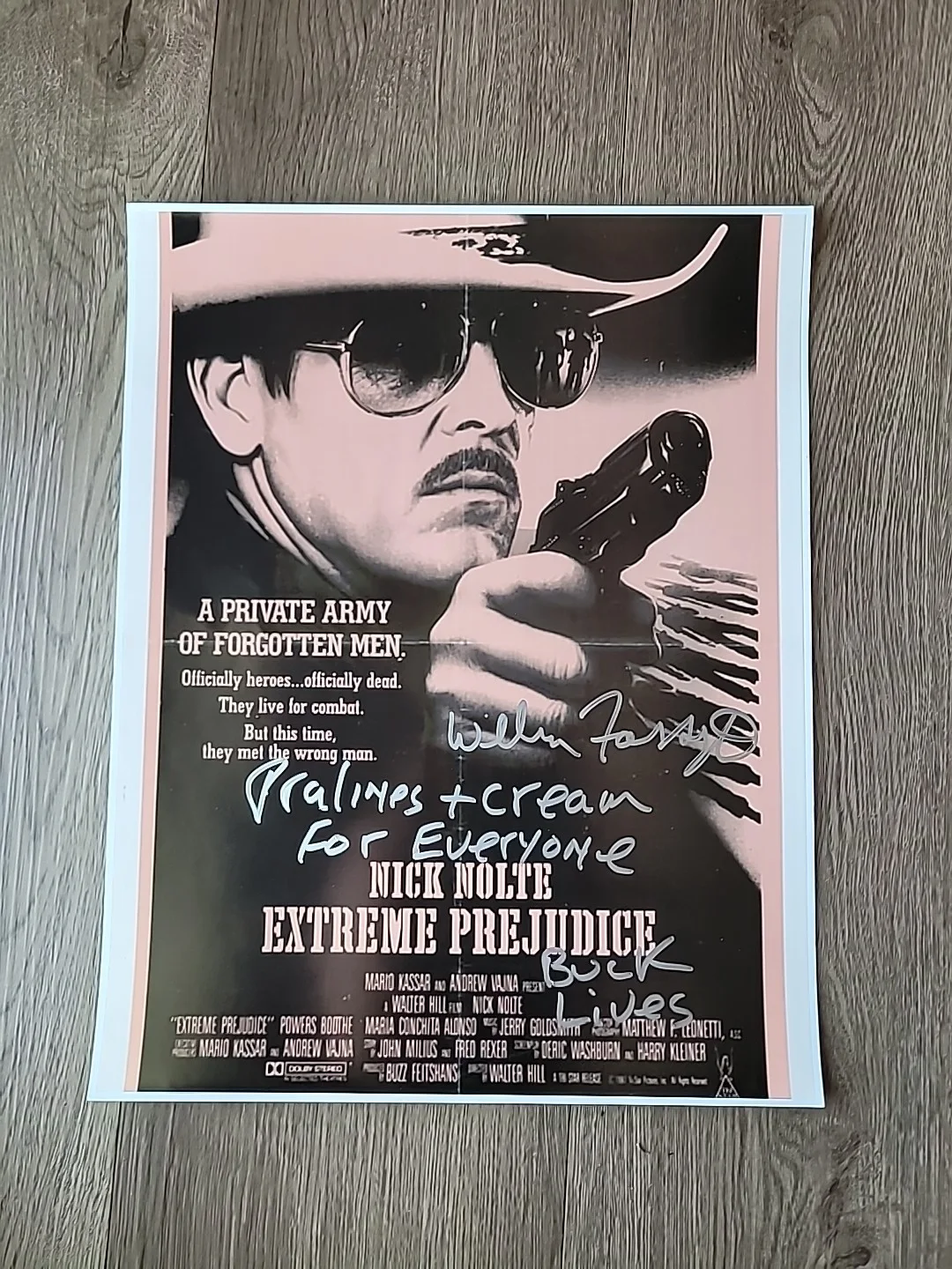 William Forsythe — William Forsythe Extreme prejudice 11x14 autograph with movie quote