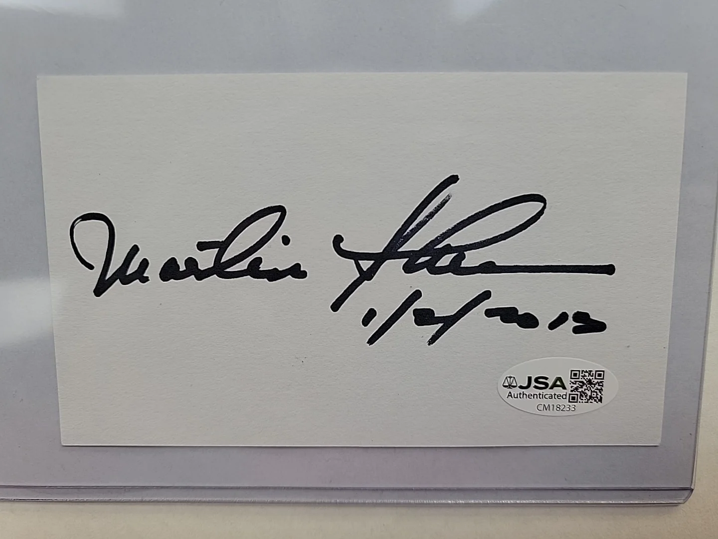 MARTIN SHEEN — MARTIN SHEEN INDEX CARD Autograph Auto singed JSA COA, image 2