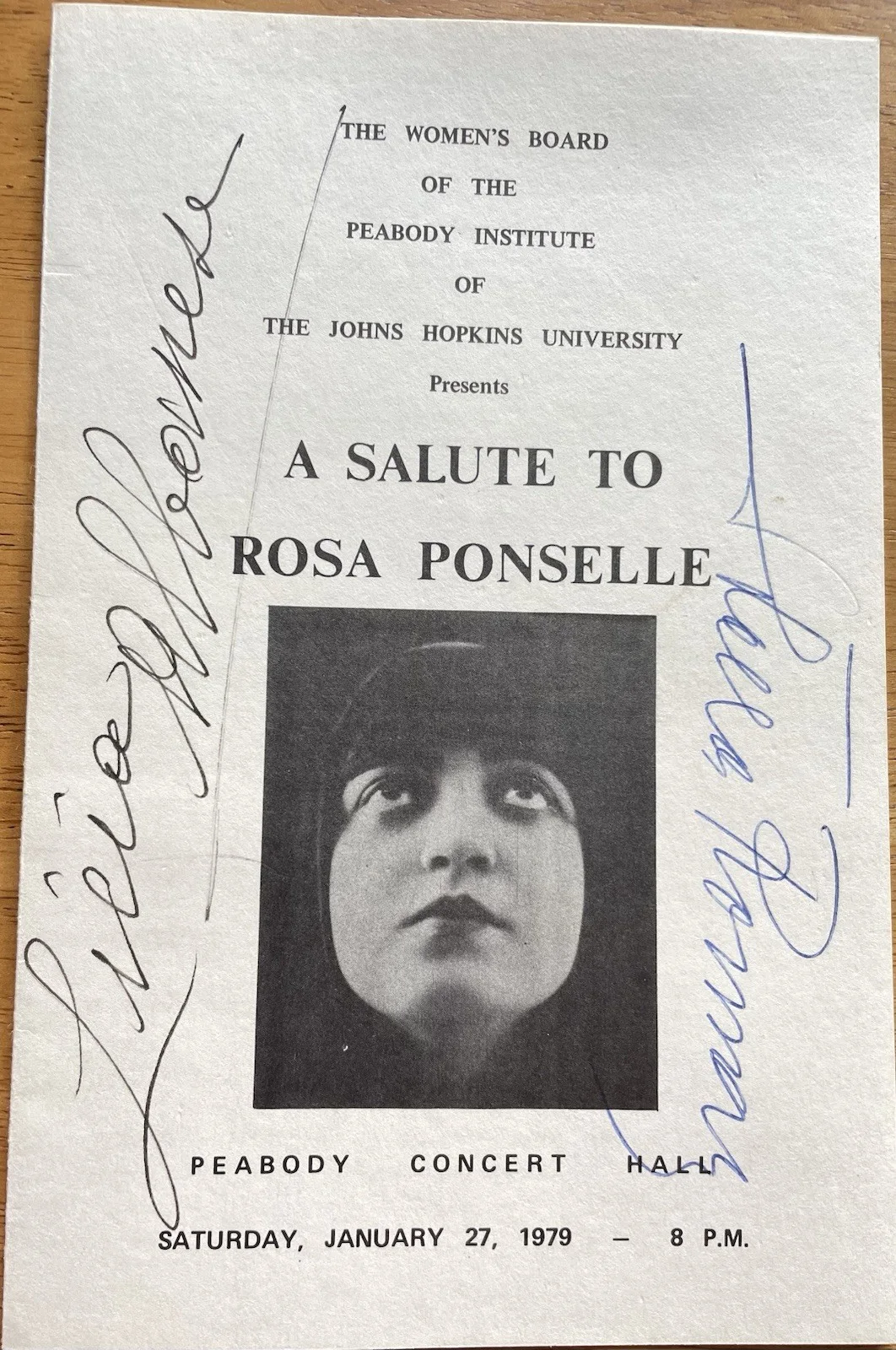 A Salute to "Ponselle" Program Autographed by Roman, Albanese, Atherton, Malas, image 2