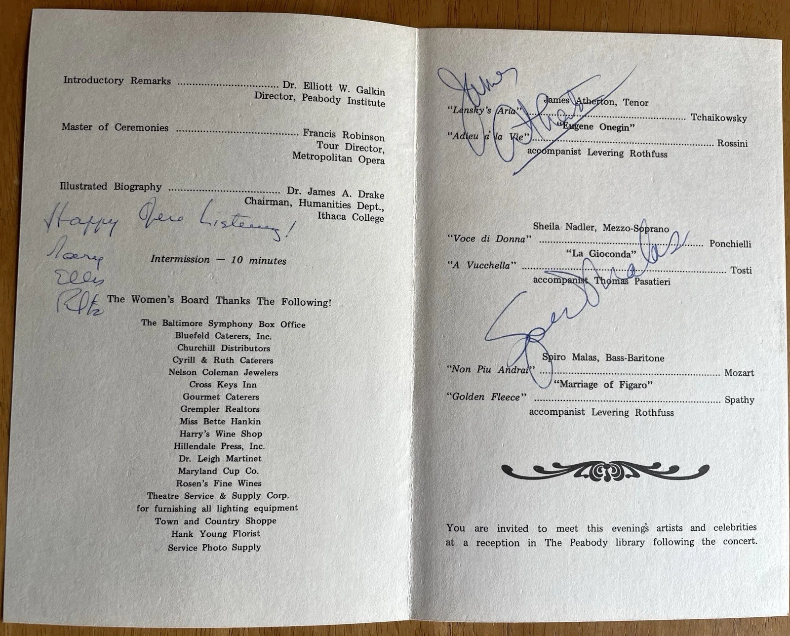 A Salute to "Ponselle" Program Autographed by Roman, Albanese, Atherton, Malas, image 4