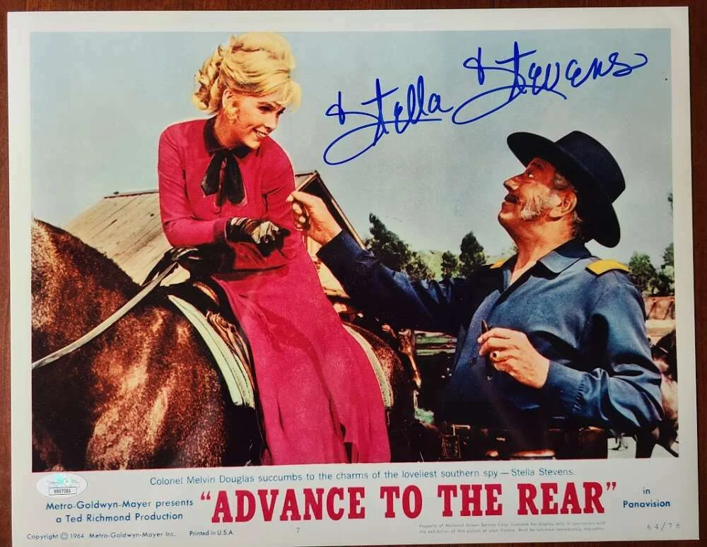 Stella Stevens — Stella Stevens JSA Signed 11x14 Advance To The Rear Photo Autograph