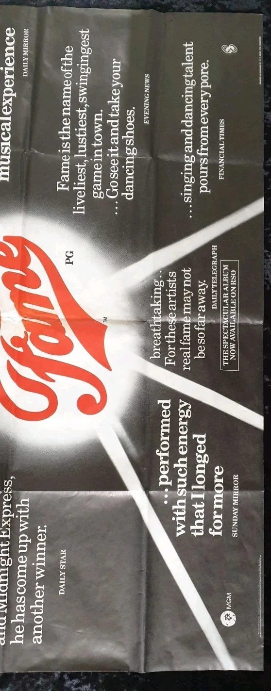 Fame 1980 Original UK Quad 40" x 30" Movie Poster Irene Cara, Alan Parker, изображение 5