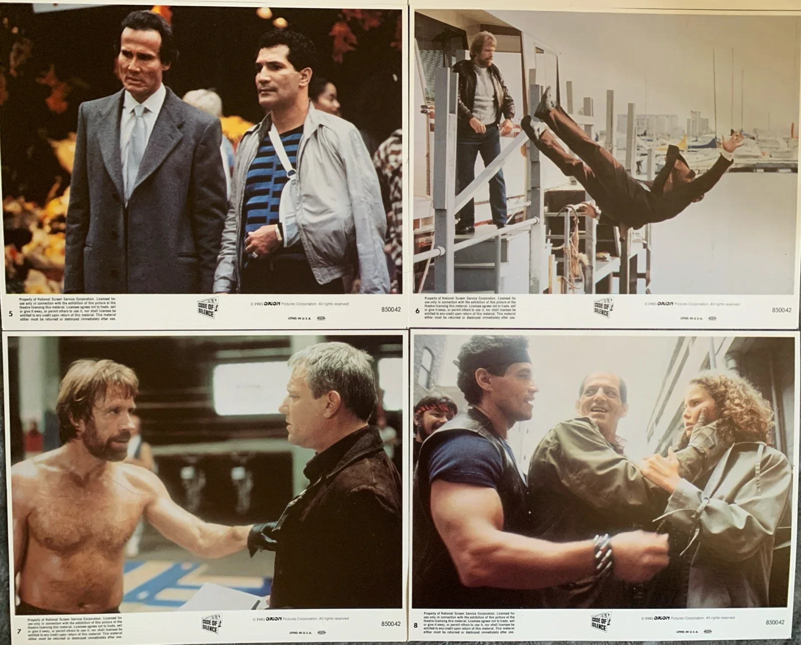 CODE OF SILENCE Chuck Norris 8x Original US Lobby Cards 1985, image 3