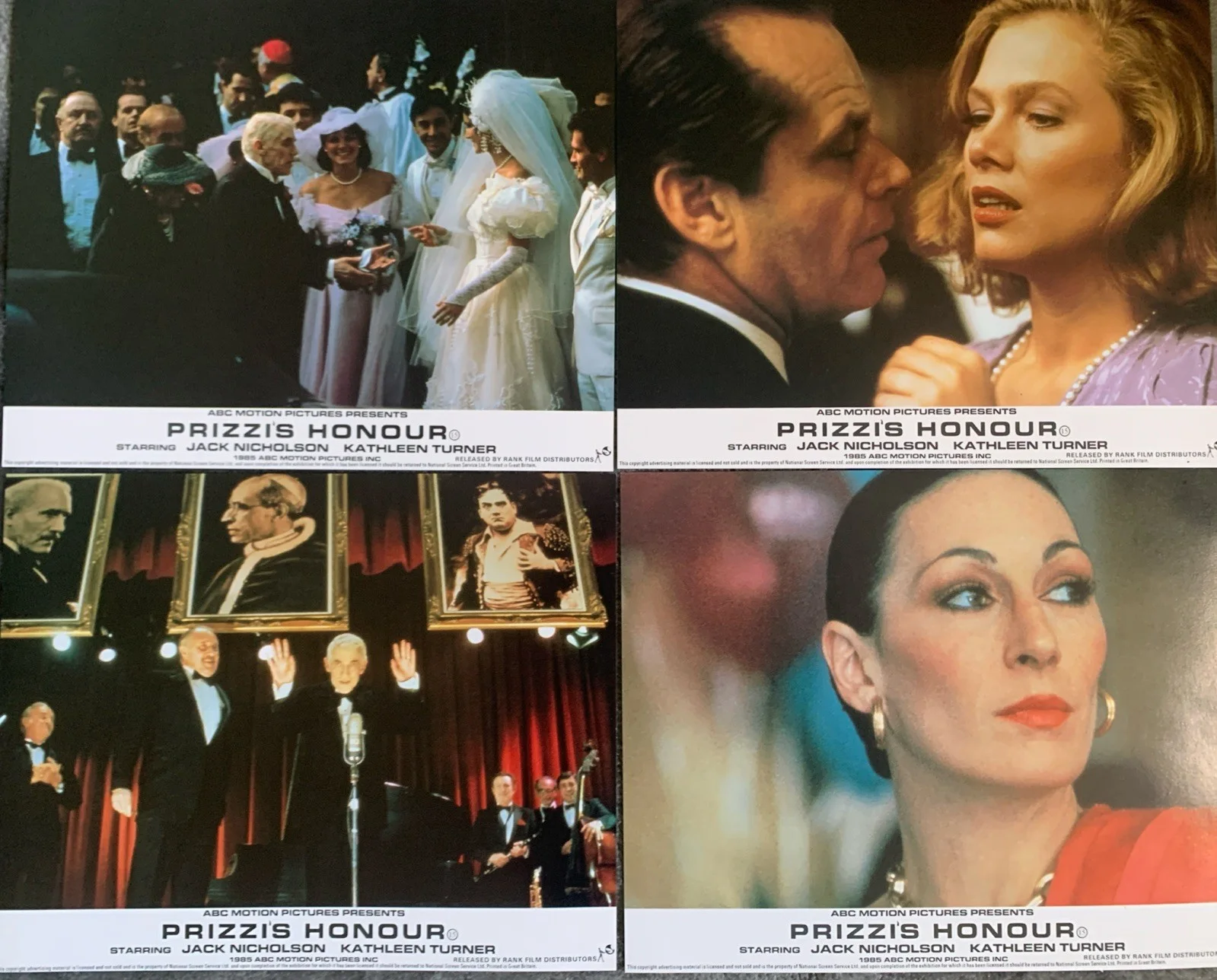 PRIZZI’S HONOUR Jack Nicholson Anjelica Huston 8x Original UK Lobby Cards 1985, изображение 3