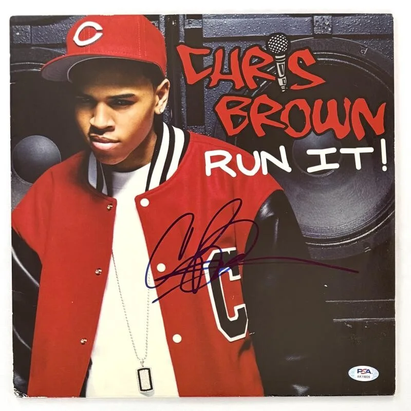 Chris Brown — Chris Brown Breezy Signed Autograph Run It! Album Vinyl Record LP w/ PSA COA
