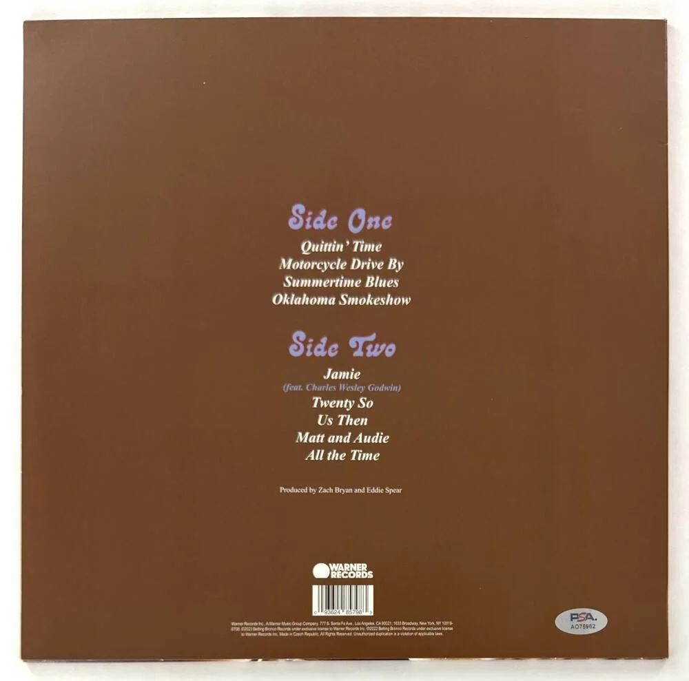 Zach Bryan — Zach Bryan Signed Autograph Summertime Blues Album Vinyl Record LP w/ PSA COA, изображение 2