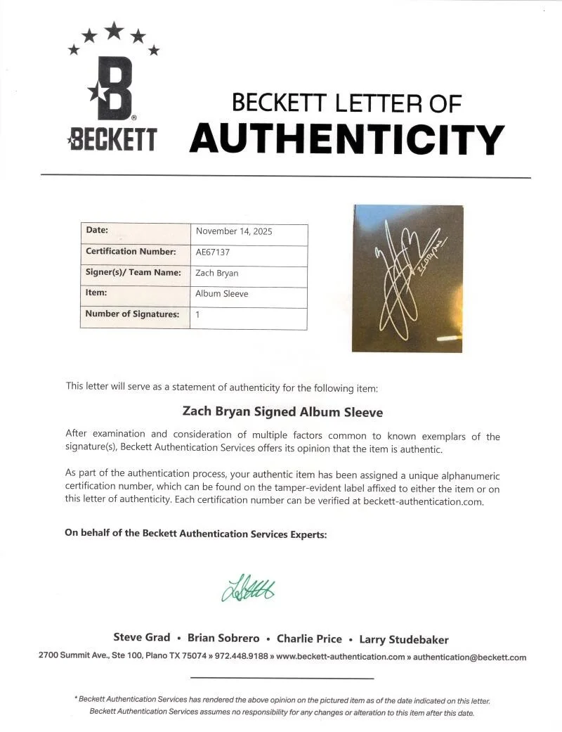 Zach Bryan — Zach Bryan Signed Autograph self titled Album Vinyl Record LP - Beckett COA, image 4