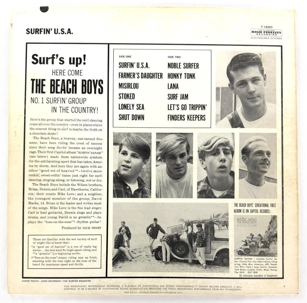 Al Jardine, Mike Love, David Marks, Brian Wilson — Beach Boys Signed Autograph Surfin USA Album Record Brian Wilson +3 Beckett COA, изображение 2