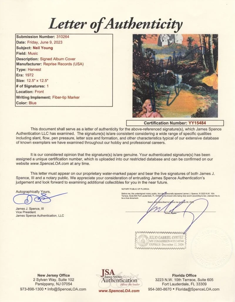 Neil Young — Neil Young Signed Autograph Album Vinyl Record Best of Buffalo Springfield JSA, изображение 5