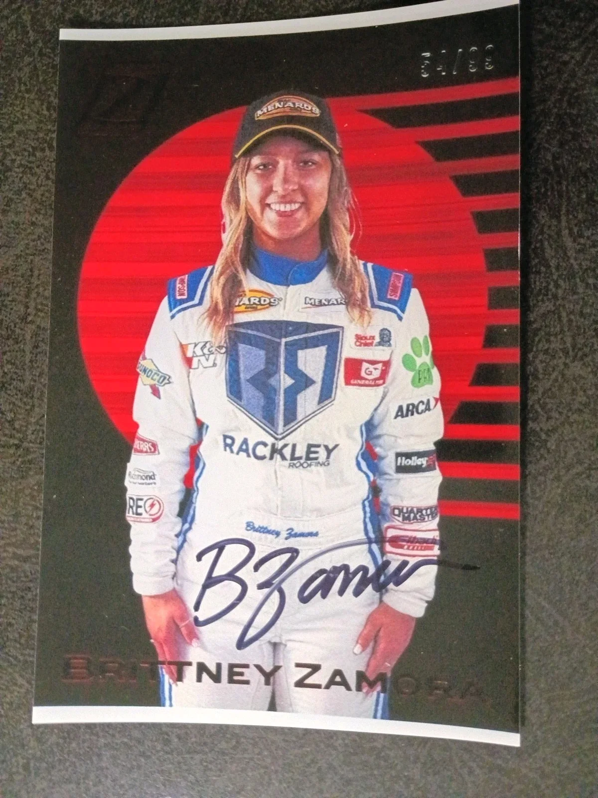 BRITTNEY ZAMORA — BRITTNEY ZAMORA 2 Hand Signed Autograph 4X6 Photo S - BEAUTIFUL RACE CAR DRIVER, изображение 2