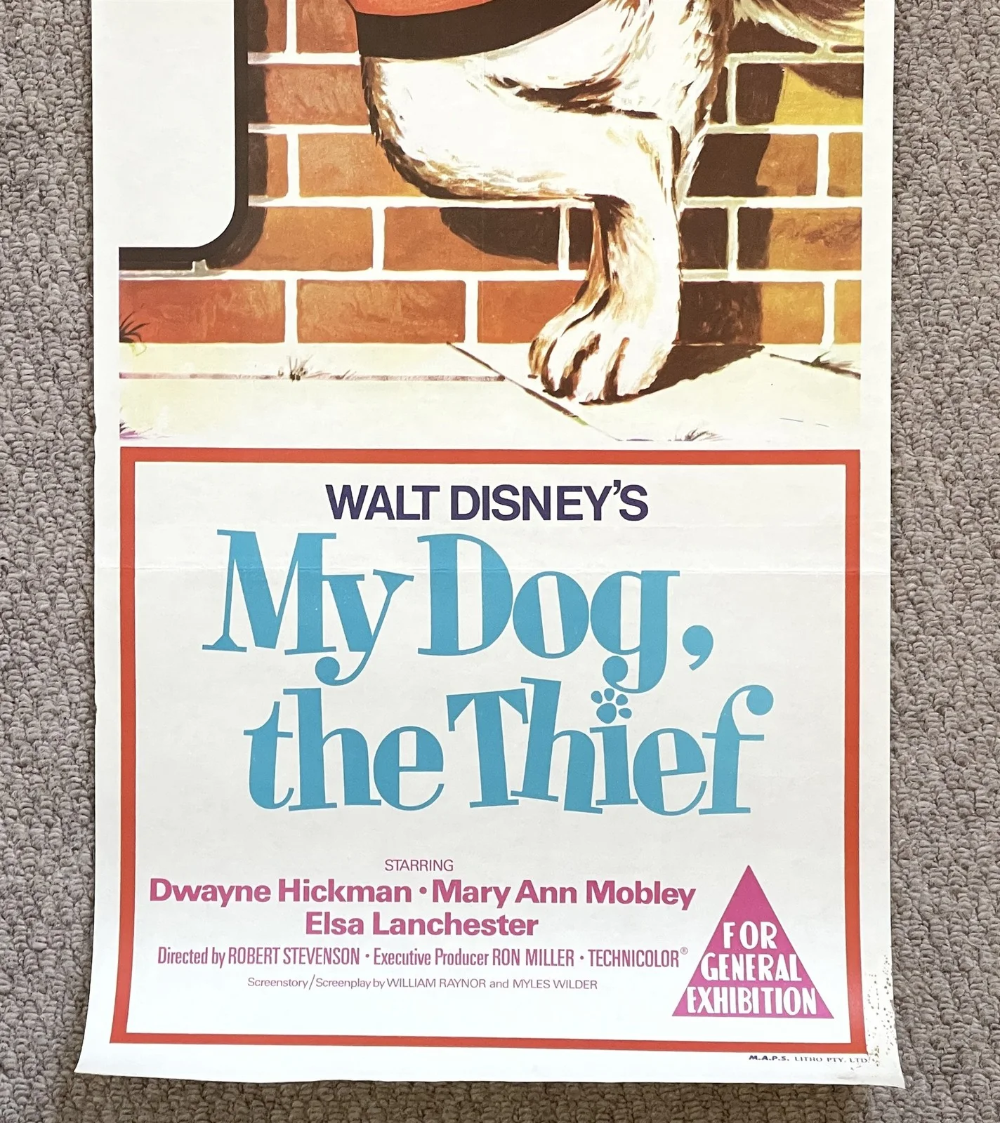 Vintage MY DOG THE THIEF 1970's Australian Daybill Cinema Movie Poster 34x76cm, изображение 3