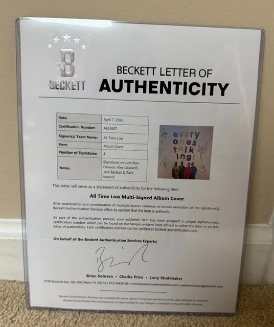 ALL TIME LOW SIGNED EVERYONES TALKING! LP VINYL RECORD AUTOGRAPHED BECKETT LOA, image 4