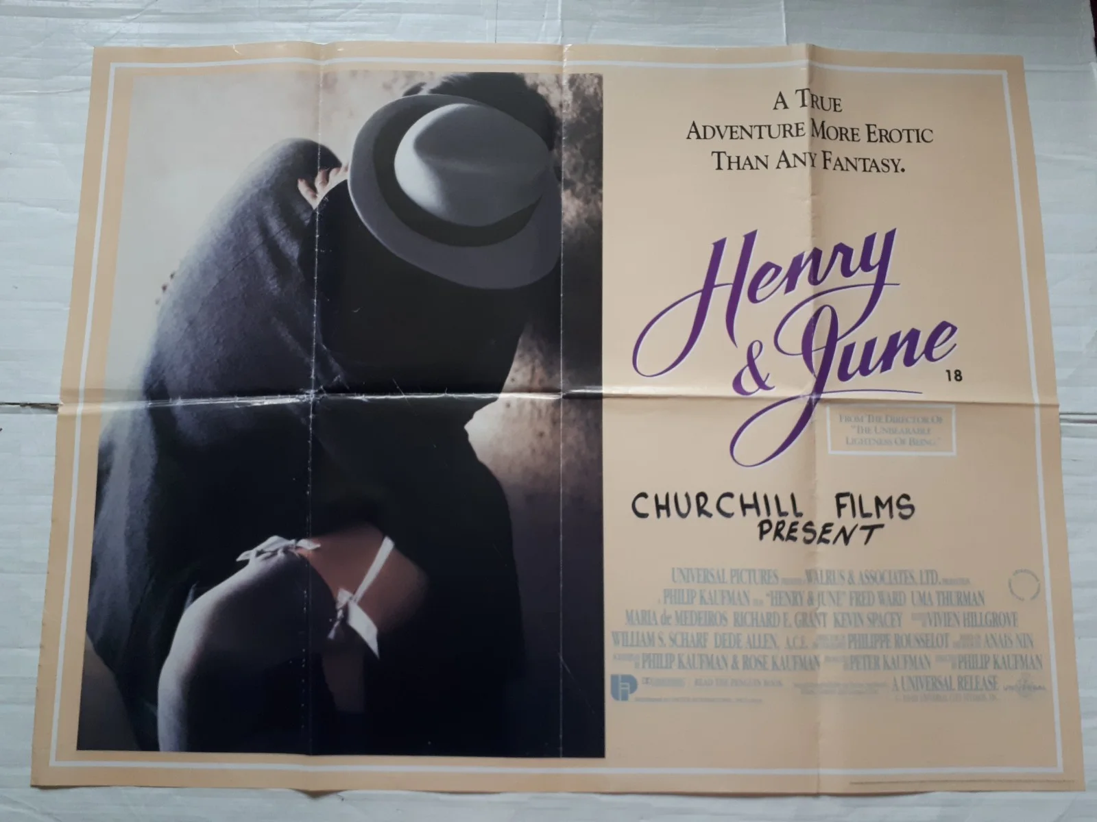 henry & june 1990 ORIGINAL Poster UK Quad 30x40" 1990s uma thurman, image 3