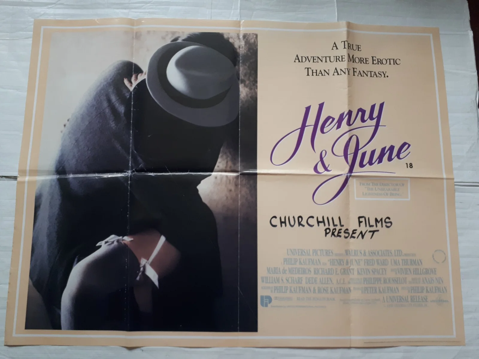 henry & june 1990 ORIGINAL Poster UK Quad 30x40" 1990s uma thurman, image 4