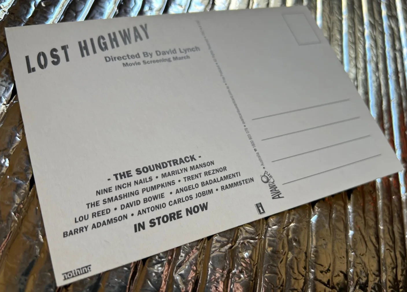 Lost Highway (David Lynch): Movie & Soundtrack release postcard (Australia 1997), image 2