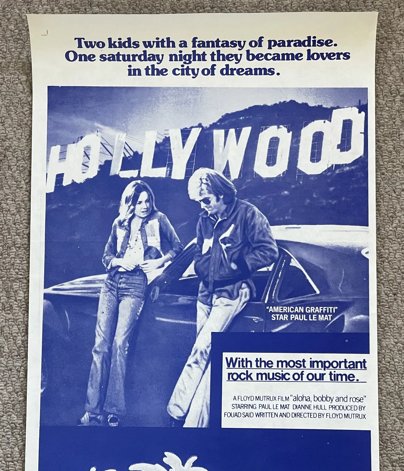 Vintage ALOHA BOBBY AND ROSE 1970s Australian Daybill Film Movie Poster 34x76cm, изображение 2