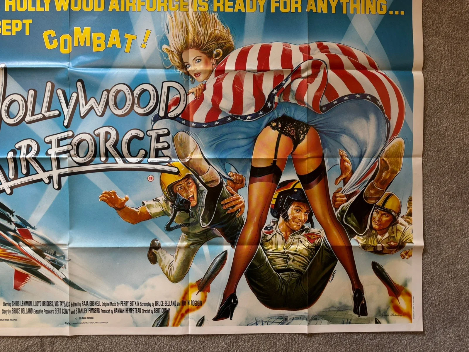 HOLLYWOOD AIR FORCE 1986 Chris Lemmon, Lloyd Bridges UK QUAD POSTER, image 3
