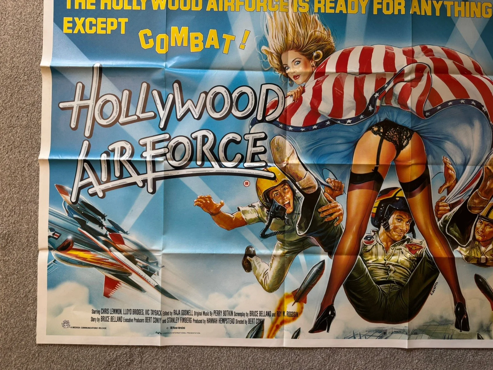 HOLLYWOOD AIR FORCE 1986 Chris Lemmon, Lloyd Bridges UK QUAD POSTER, image 5