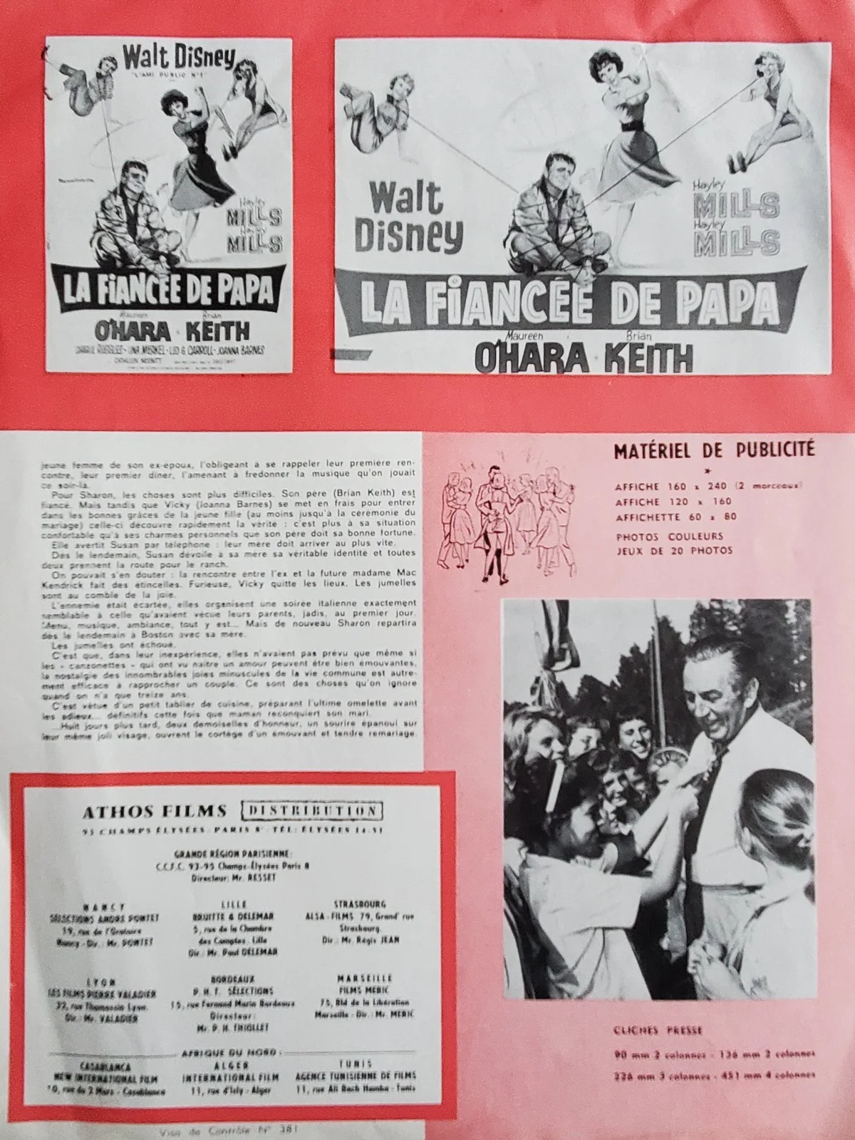 HAYLEY MILLS - VINTAGE ORIGINAL 1961 FRENCH PRESSBOOK - THE PARENT TRAP - DISNEY, изображение 3