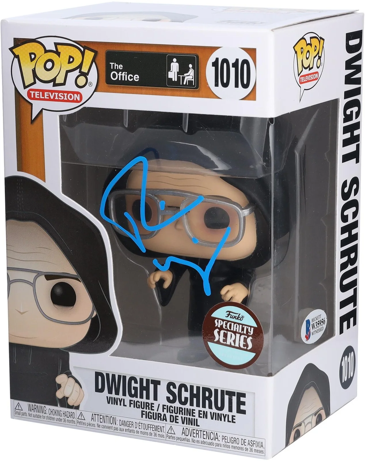 Rainn Wilson — Rainn Wilson The Office Signed Dwight Schrute #1010 Funko Pop in Blue - BAS