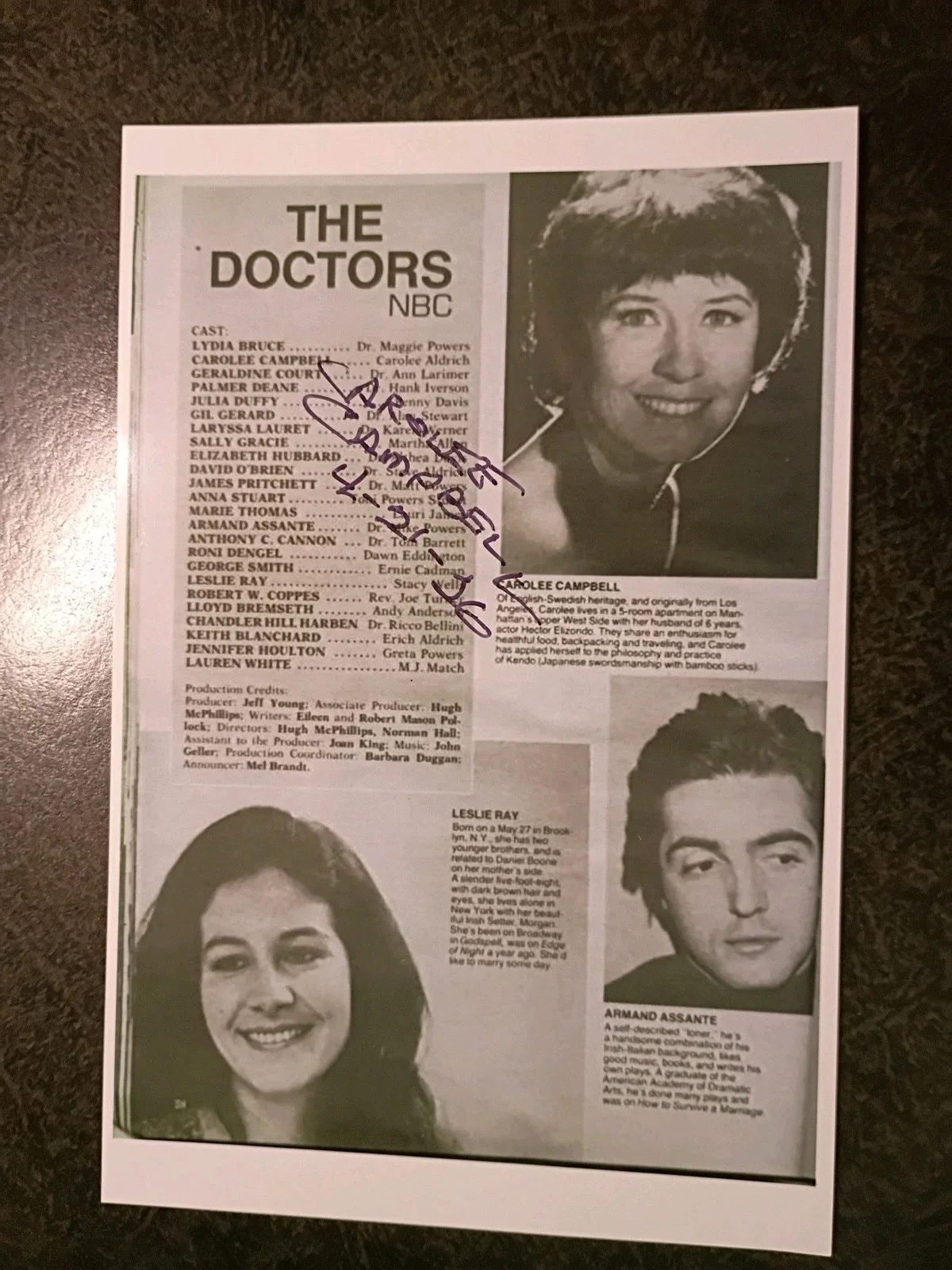 CAROLEE CAMPBELL — CAROLEE CAMPBELL 2 Hand Signed Autograph 4X6 Photo S -ACTRESS - THE DOCTORS, image 4