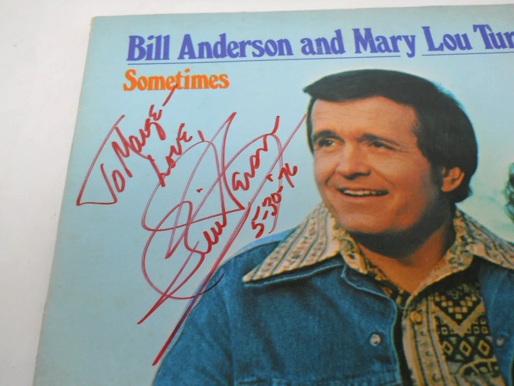BILL ANDERSON & MARY LOU TURNER Autographed LP Album FREE SHIPPING! Wild Weekend, изображение 2