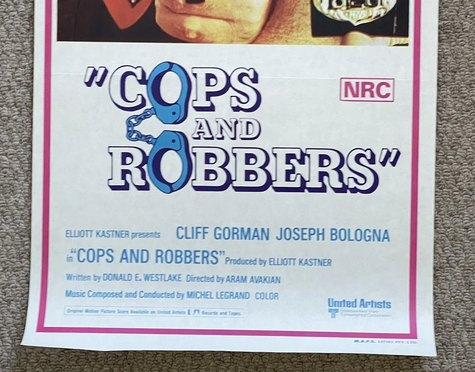 Vintage COPS AND ROBBERS 1970's Australian Daybill Cinema Movie Poster 34x76cm, изображение 4