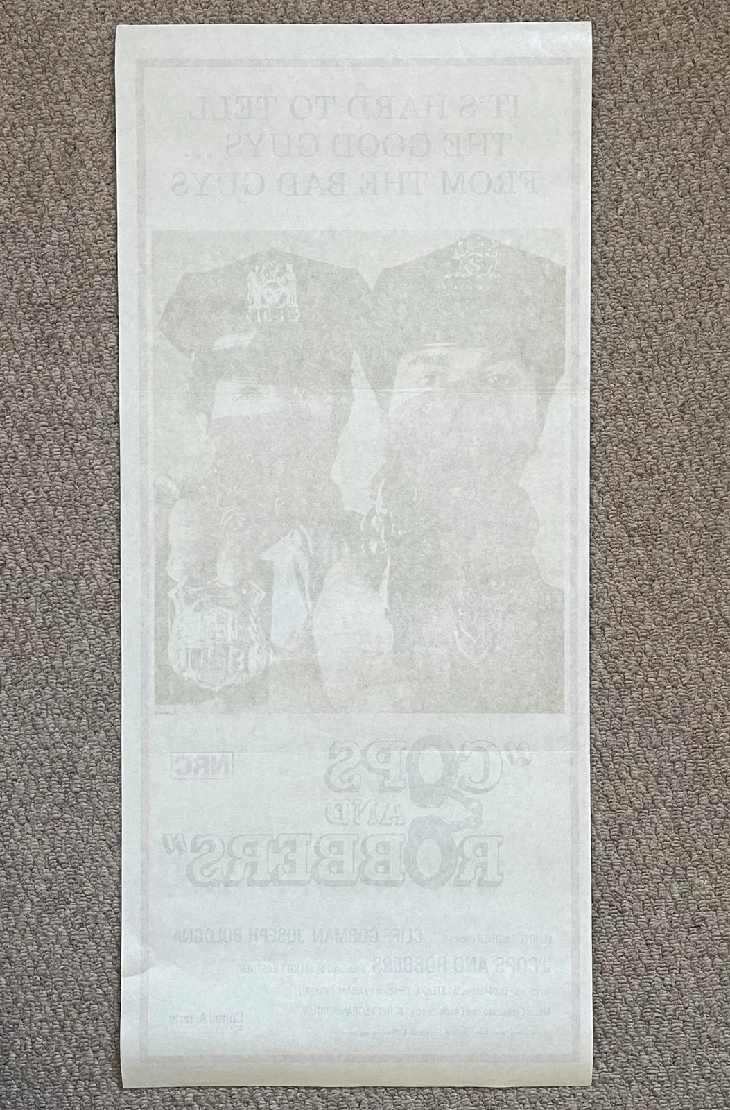 Vintage COPS AND ROBBERS 1970's Australian Daybill Cinema Movie Poster 34x76cm, изображение 5