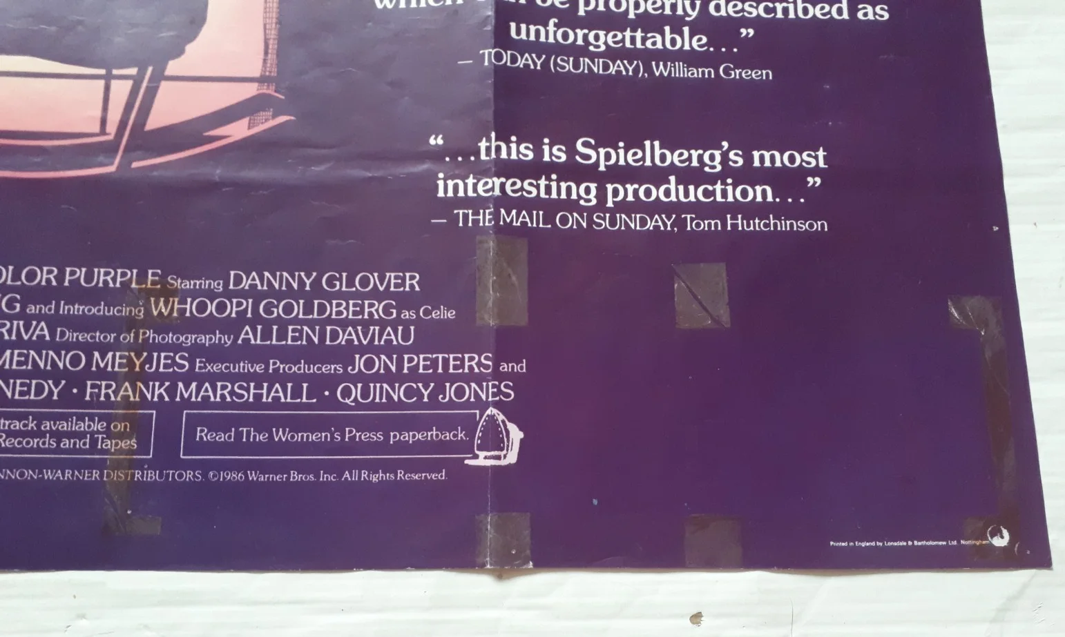 the colour purple 1985 ORIGINAL Poster UK Quad 30x40" 1980s steven spielberg, изображение 4