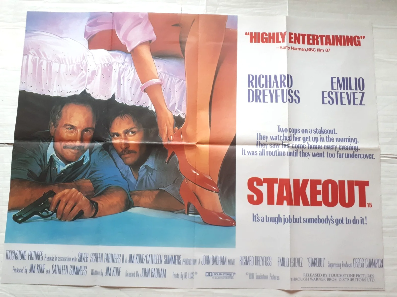 stakeout 1987 ORIGINAL Poster UK Quad 30x40" 1980s richard dreyfuss emilio estev, image 2