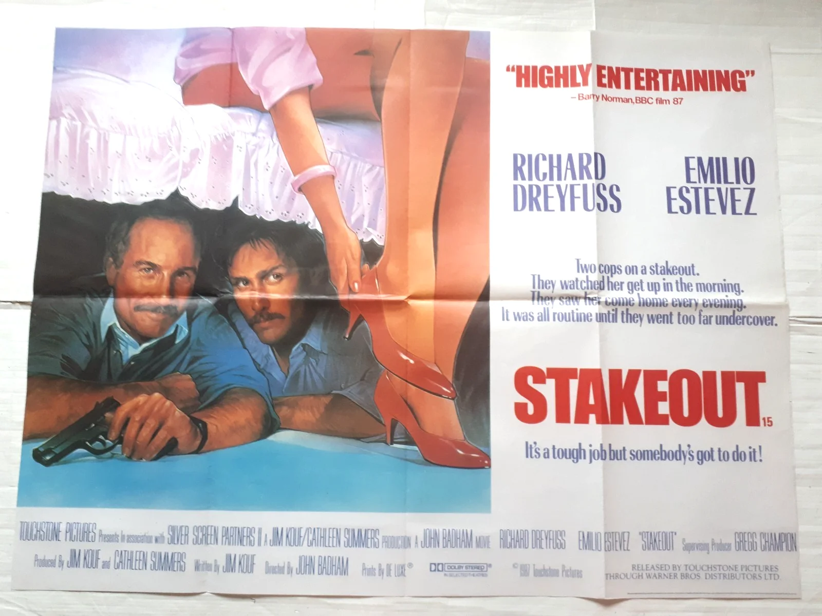 stakeout 1987 ORIGINAL Poster UK Quad 30x40" 1980s richard dreyfuss emilio estev, image 3