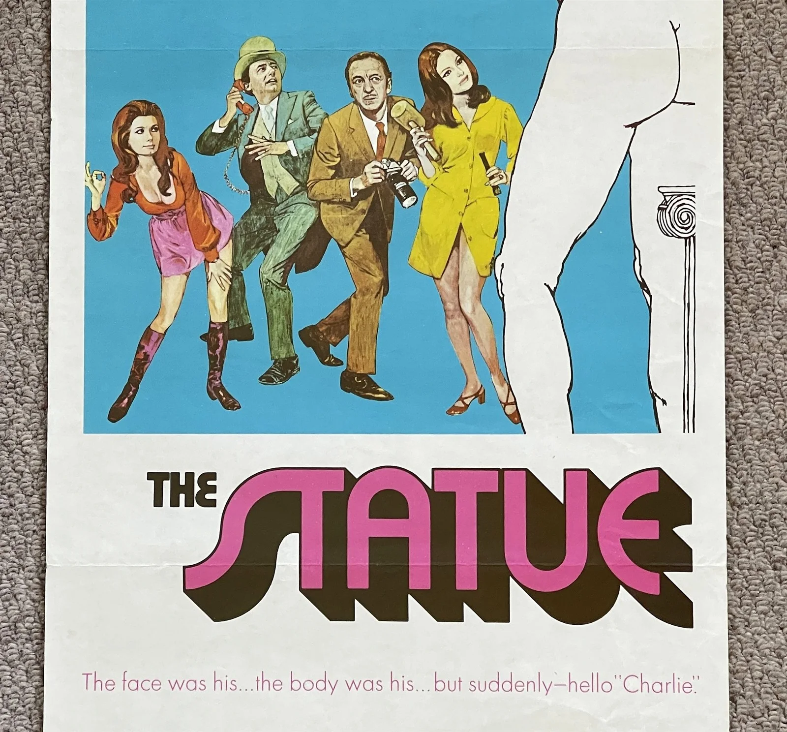 Vintage THE STATUE 1971 Australian Daybill Film Movie Poster DAVID NIVEN 34x76cm, изображение 3