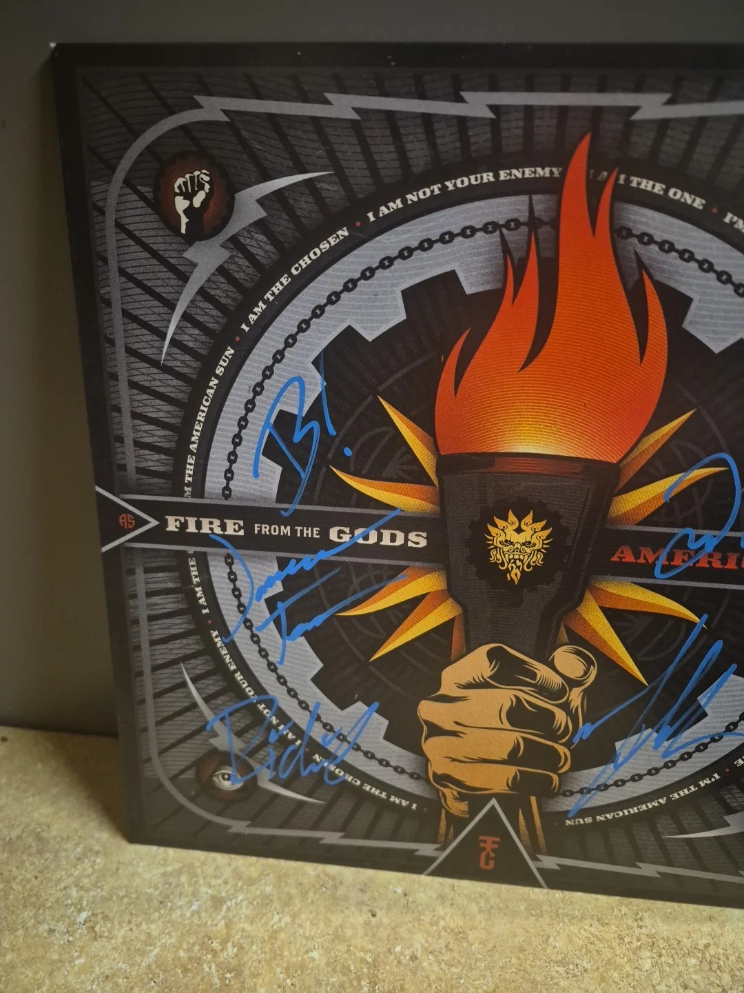 Fire From The Gods Rock Band Musicians Signed American Sun VINYL Record New, изображение 3