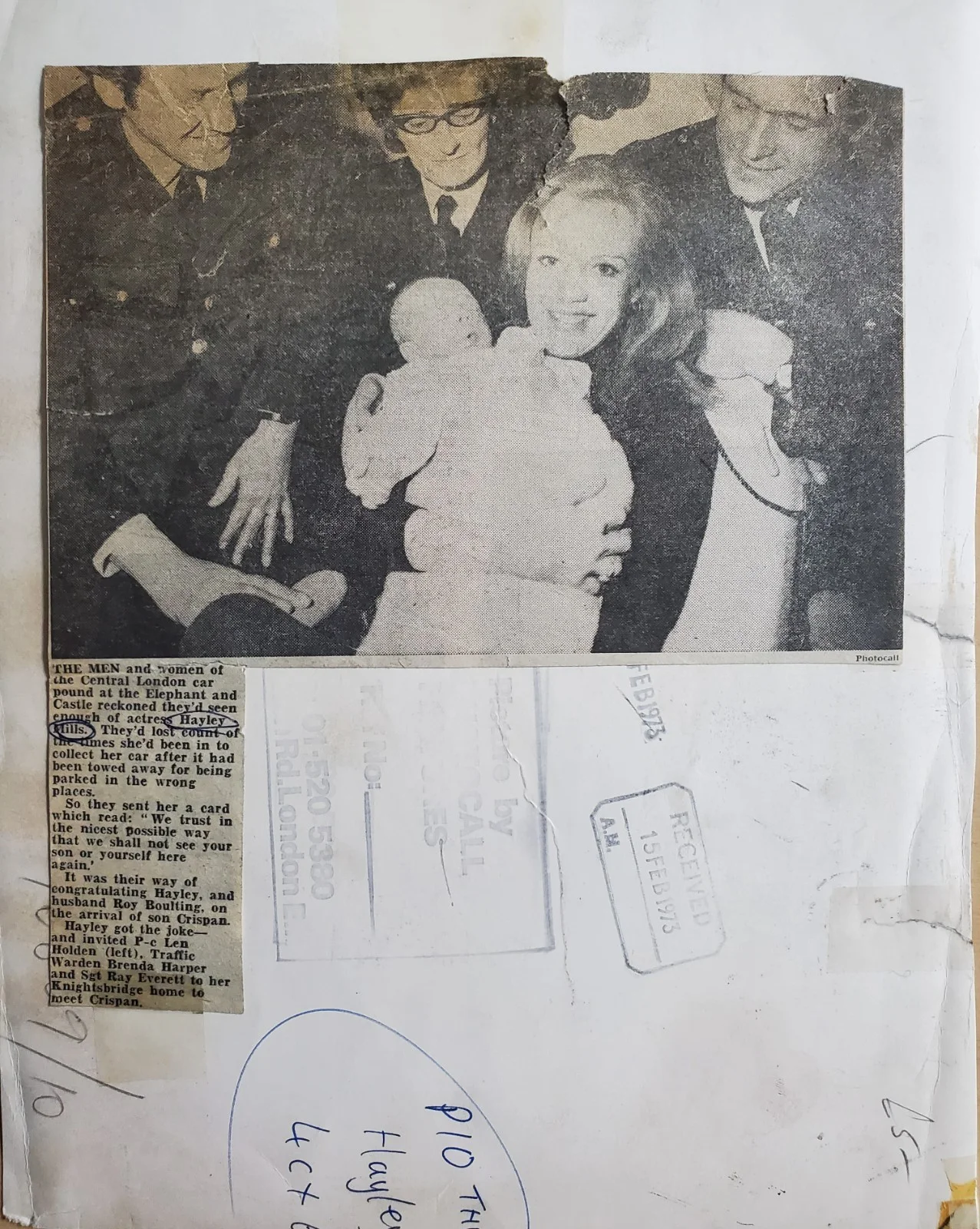 HAYLEY MILLS RARE VINTAGE ORIGINAL DATE STAMPED 1973 PUBLICITY PHOTO & CLIPPING, изображение 2