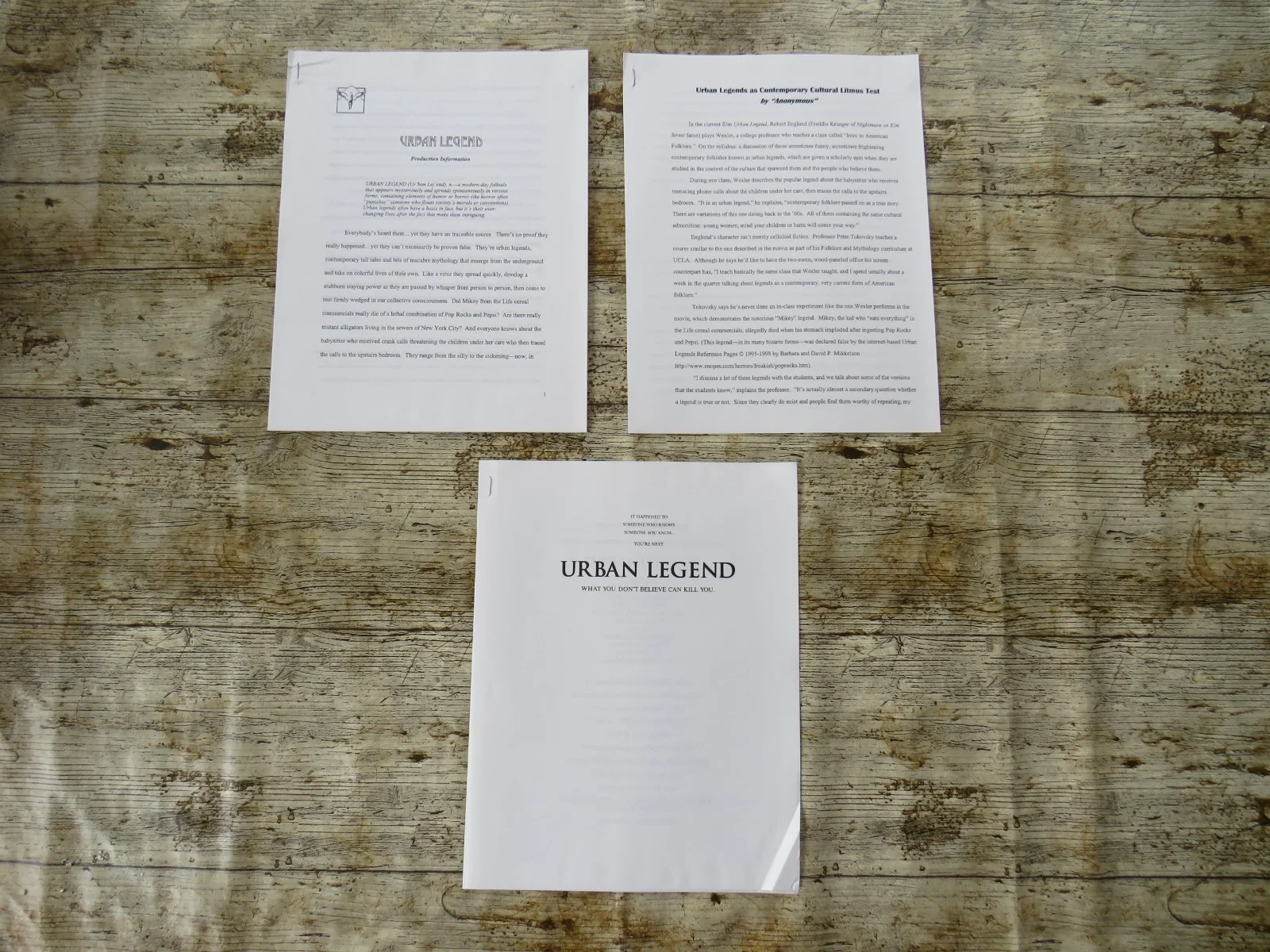 URBAN LEGEND ORIGINAL 1998 CINEMA FILM PRESS KIT Jared Leto 7 PHOTOS SLASHER, изображение 3