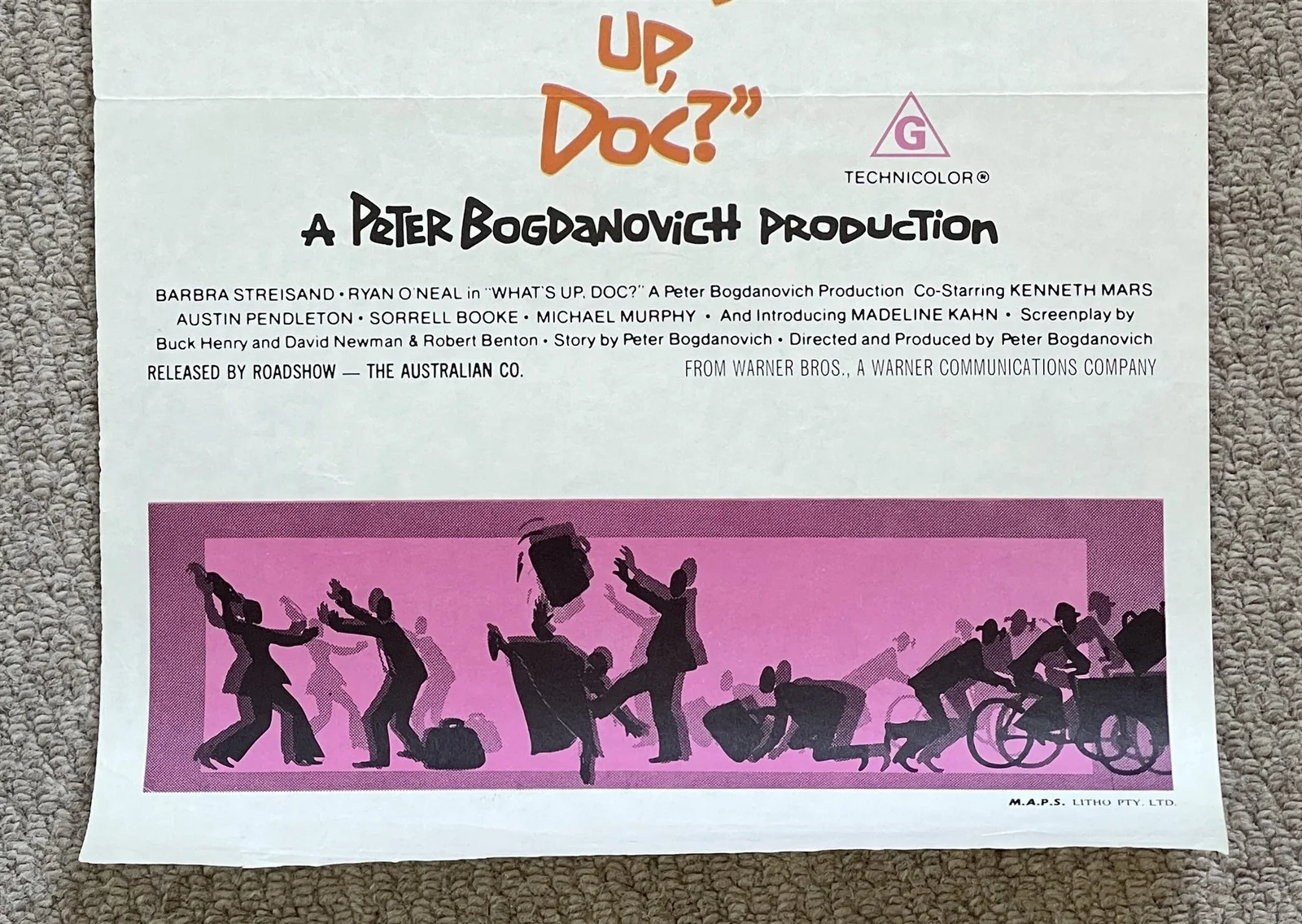 Vintage What's Up Doc? 1972 CINEMA DAYBILL FILM MOVIE POSTER Barbra Streisand, изображение 4