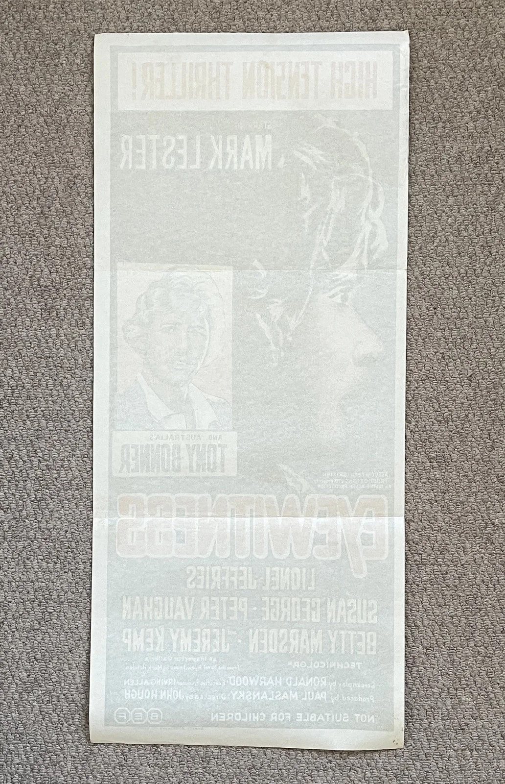 Vintage EYEWITNESS ORIGINAL 1971 CINEMA DAYBILL FILM MOVIE POSTER Mark Lester, изображение 5