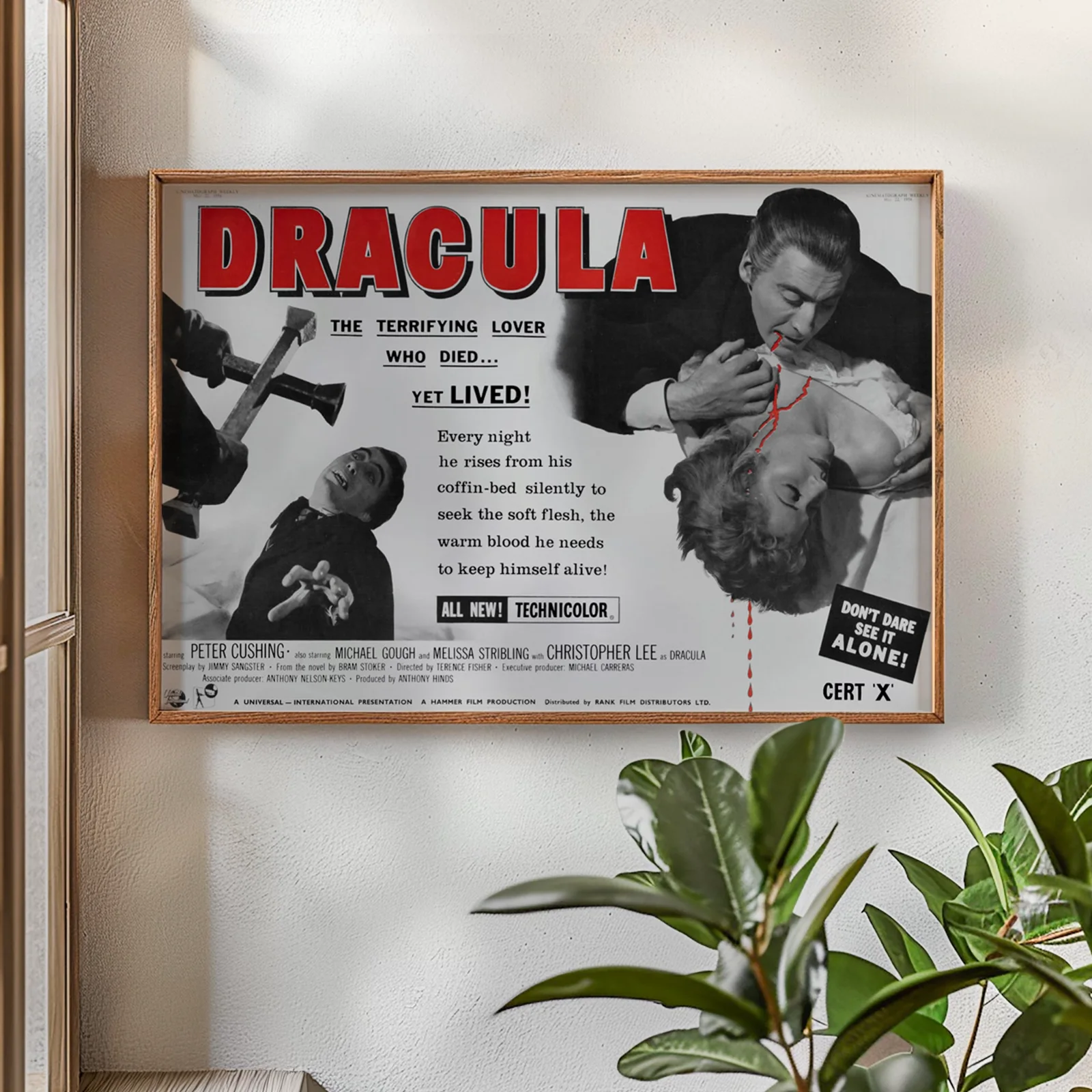 Dracula - 1958 Hammer Horror Vampire Film Restored Trade Advert Poster, image 2