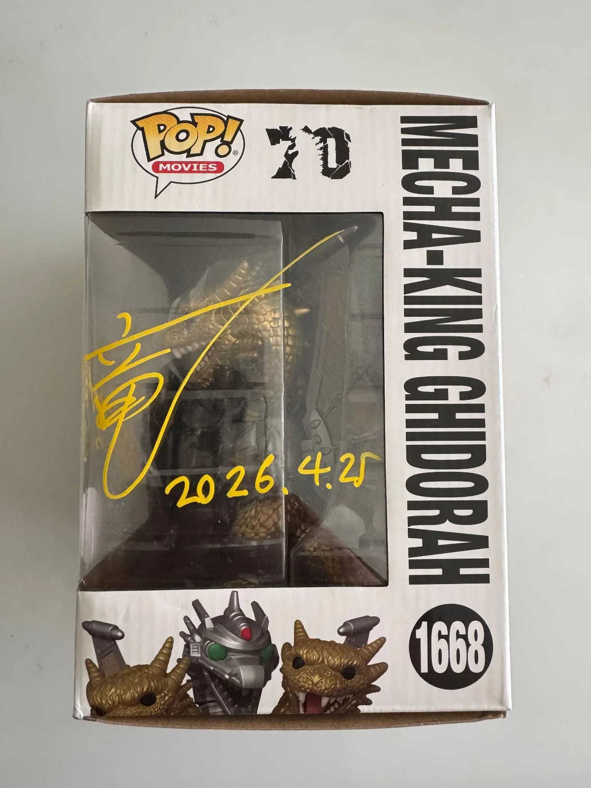 Hurrican Ryu — Hurricane Ryu Signed Godzilla 1668 Mecha-King Ghidorah 6" Funko Pop w/ Protector, image 2