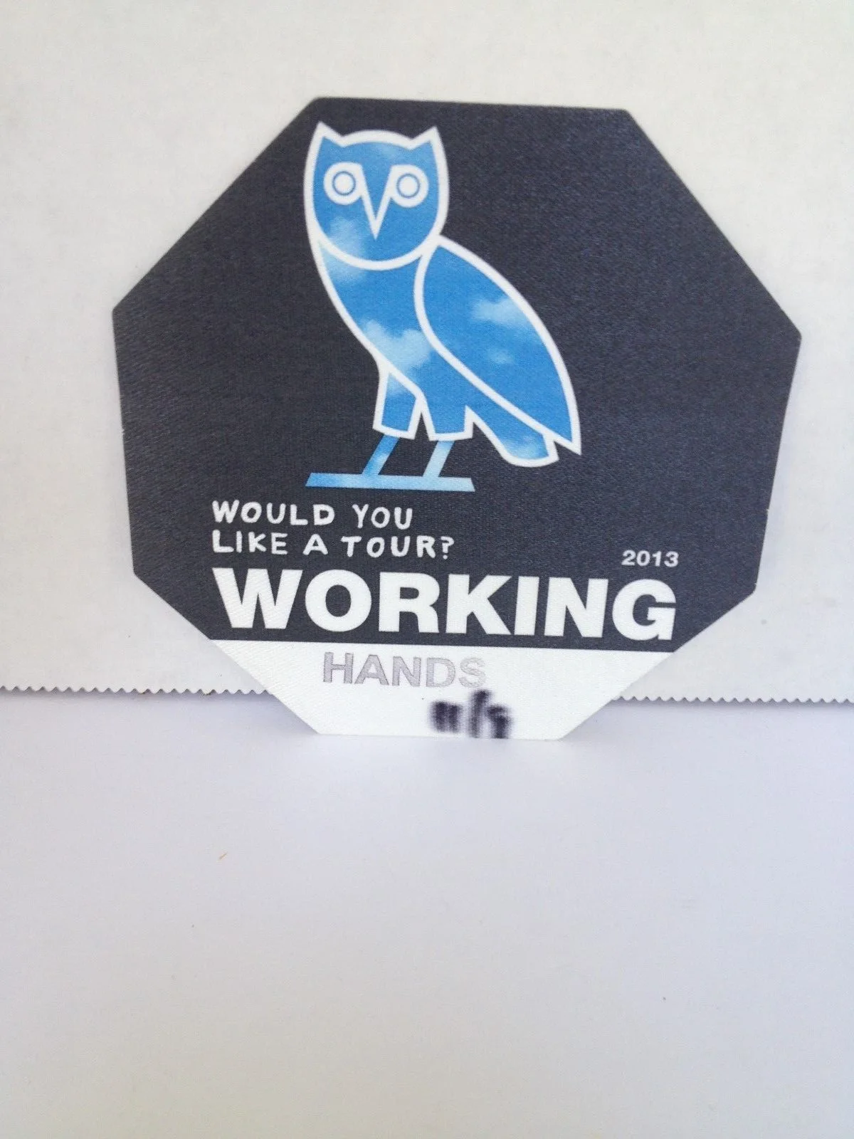 DRAKE OWL logo Backstage Pass OVO would you like a tour 2013 local crew, image 4